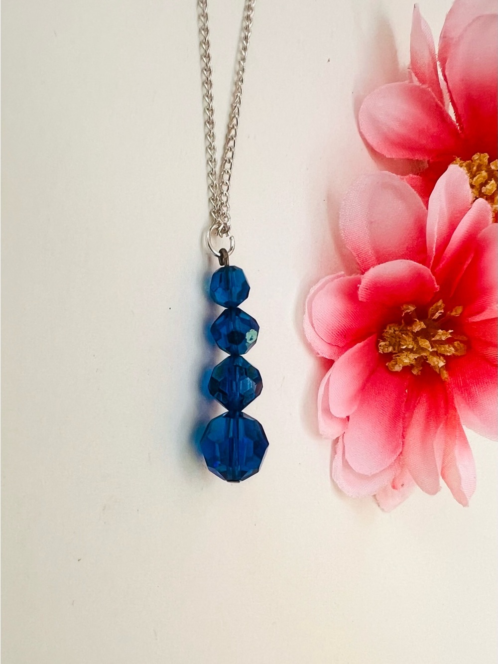Deep Blue Faceted Crystal Drop Necklace - Timeless Sparkle